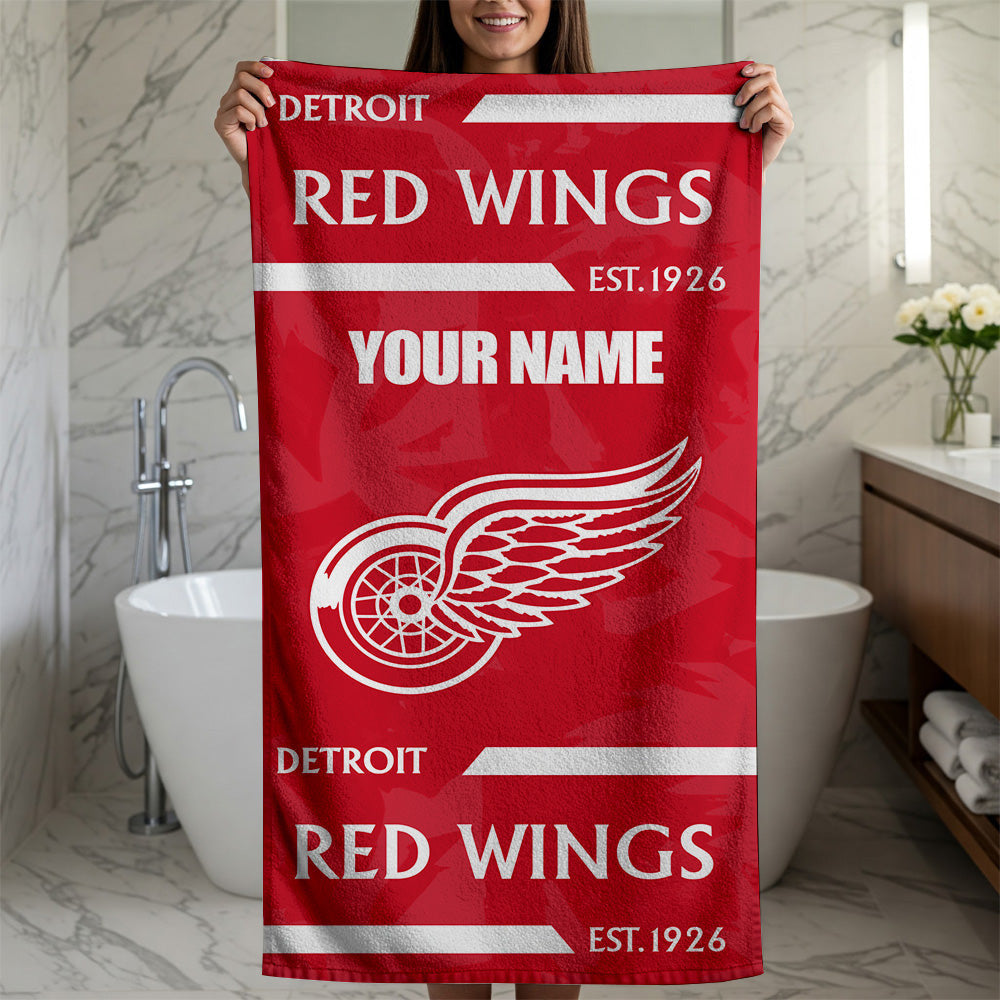 LIMITED EDITION - NEW CUSTOMIZED NHL22 DRW DETROIT RED WINGS BEACH & BATH TOWEL