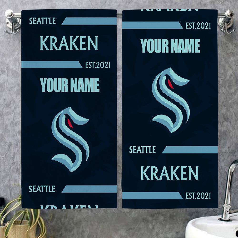 LIMITED EDITION - NEW CUSTOMIZED NHL20 STK SEATTLE KRAKEN BEACH & BATH TOWEL