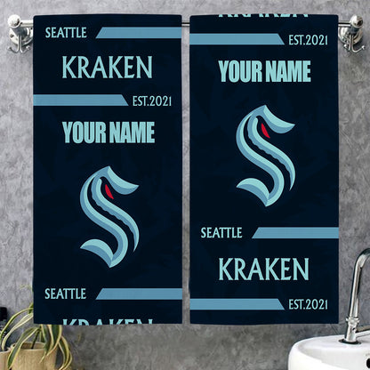 LIMITED EDITION - NEW CUSTOMIZED NHL20 STK SEATTLE KRAKEN BEACH & BATH TOWEL