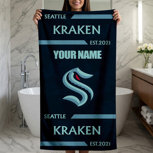 LIMITED EDITION - NEW CUSTOMIZED NHL20 STK SEATTLE KRAKEN BEACH & BATH TOWEL