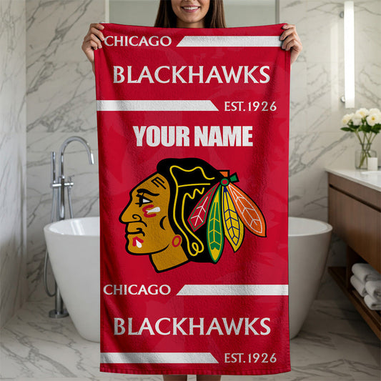 LIMITED EDITION - NEW CUSTOMIZED NHL08 CBH CHICAGO BLACKHAWKS BEACH & BATH TOWEL