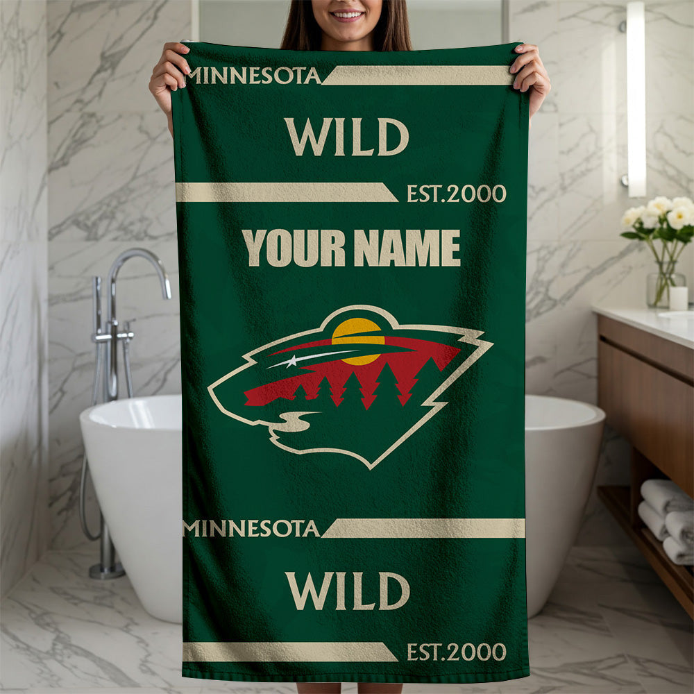 LIMITED EDITION - NEW CUSTOMIZED NHL13 MNW MINNESOTA WILD BEACH & BATH TOWEL