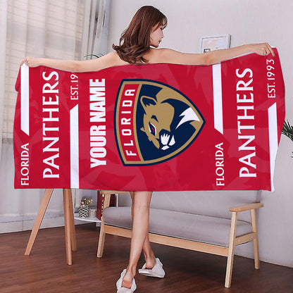 LIMITED EDITION - NEW CUSTOMIZED NHL01 FPT FLORIDA PANTHERS BEACH & BATH TOWEL