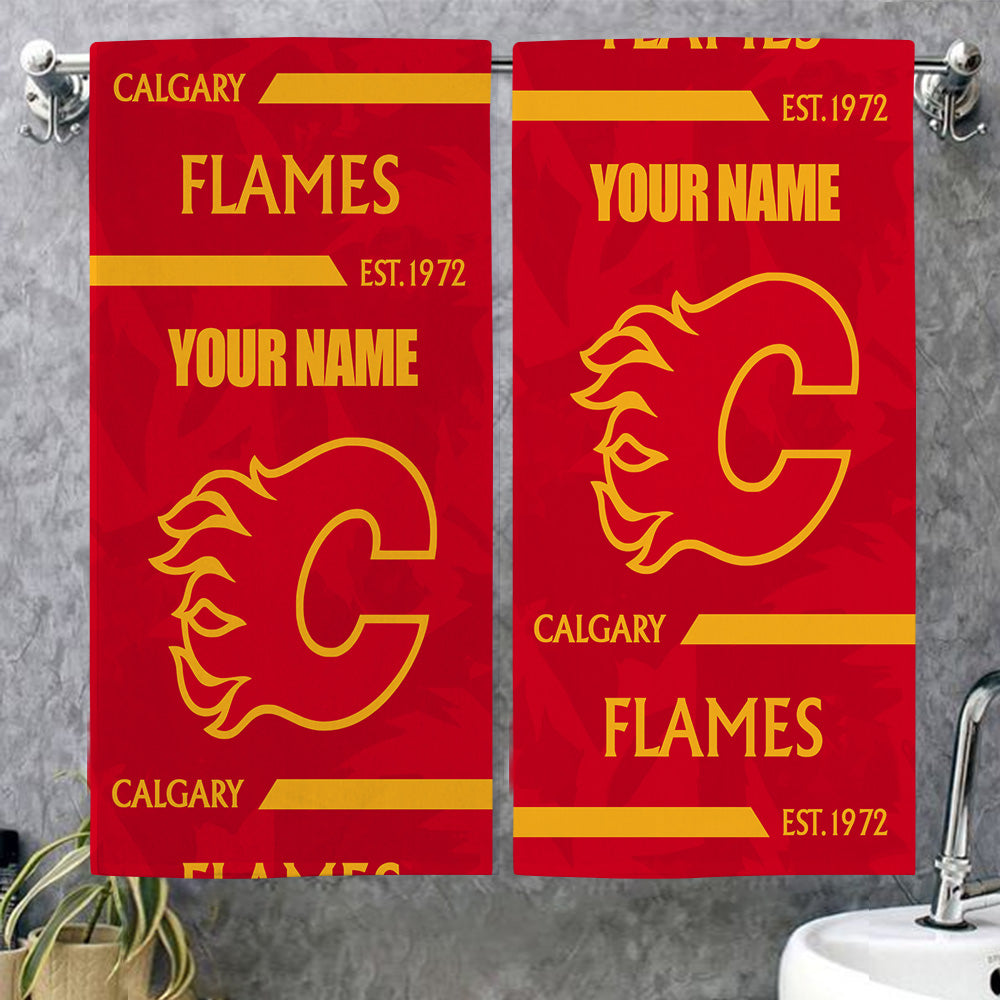 LIMITED EDITION - NEW CUSTOMIZED NHL17 CGF CALGARY FLAMES BEACH & BATH TOWEL