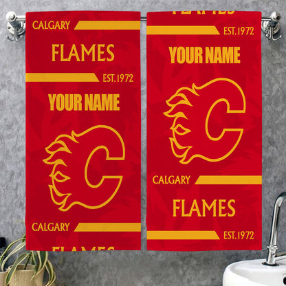 LIMITED EDITION - NEW CUSTOMIZED NHL17 CGF CALGARY FLAMES BEACH & BATH TOWEL