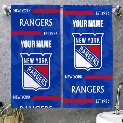 LIMITED EDITION - NEW CUSTOMIZED NHL24 NYR NEW YORK RANGERS BEACH & BATH TOWEL