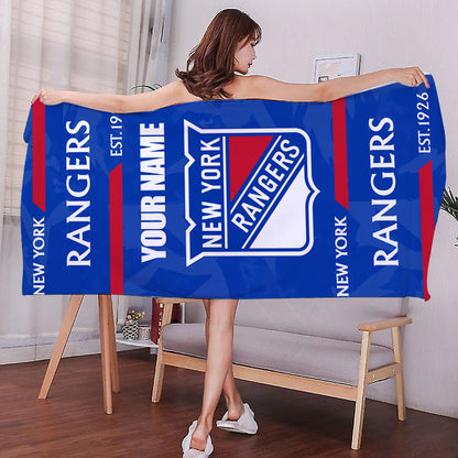 LIMITED EDITION - NEW CUSTOMIZED NHL24 NYR NEW YORK RANGERS BEACH & BATH TOWEL