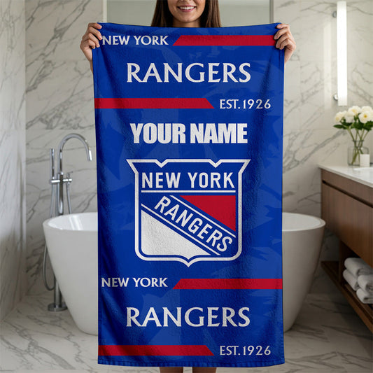 LIMITED EDITION - NEW CUSTOMIZED NHL24 NYR NEW YORK RANGERS BEACH & BATH TOWEL