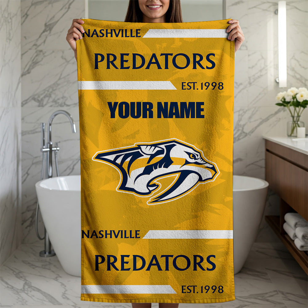LIMITED EDITION - NEW CUSTOMIZED NHL31 NVP NASHVILLE PREDATORS BEACH & BATH TOWEL