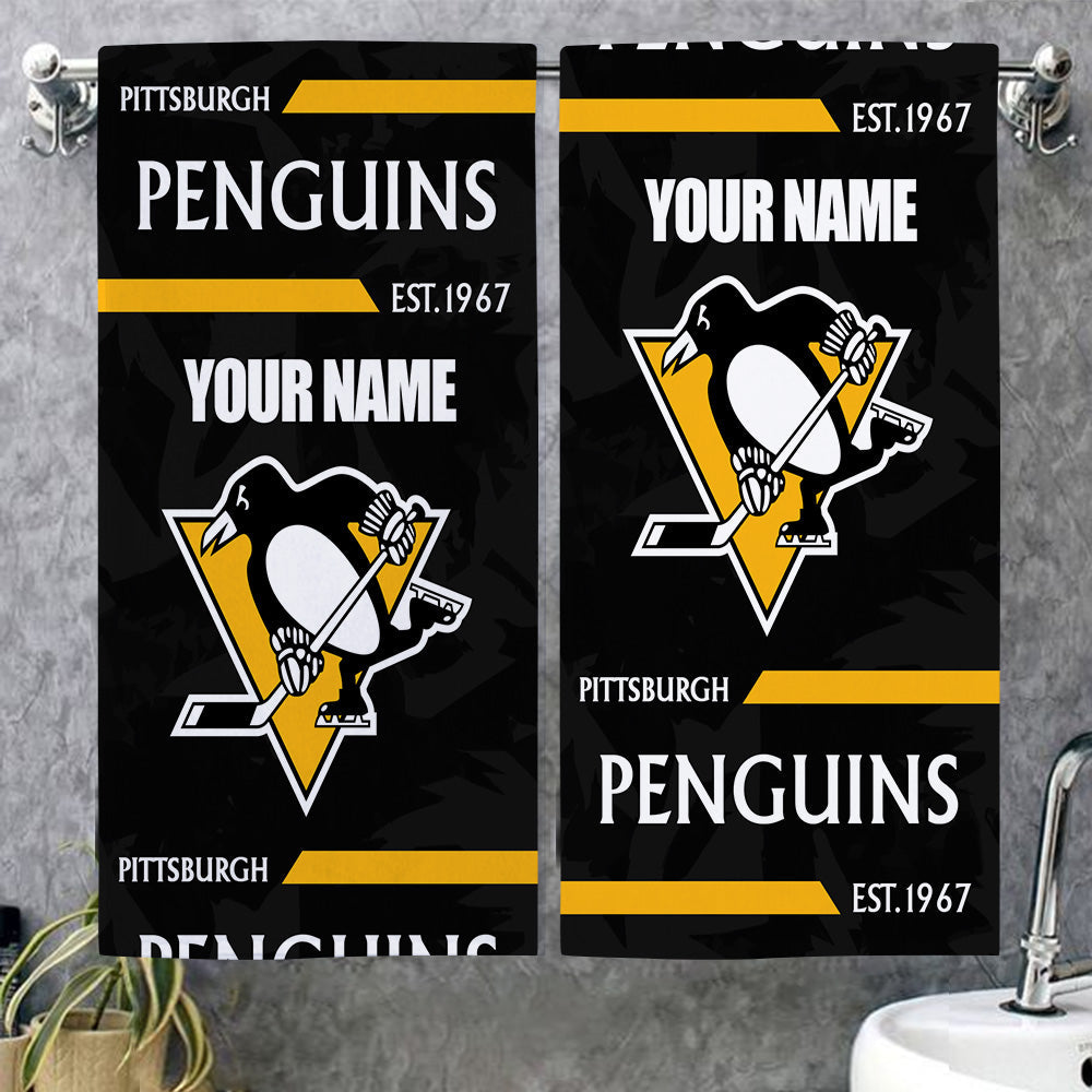 LIMITED EDITION - NEW CUSTOMIZED NHL26 PBP PITTSBURGH PENGUINS BEACH & BATH TOWEL