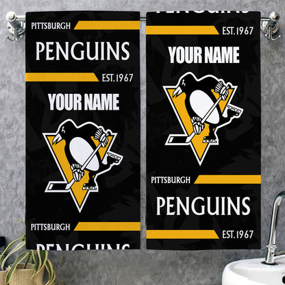 LIMITED EDITION - NEW CUSTOMIZED NHL26 PBP PITTSBURGH PENGUINS BEACH & BATH TOWEL
