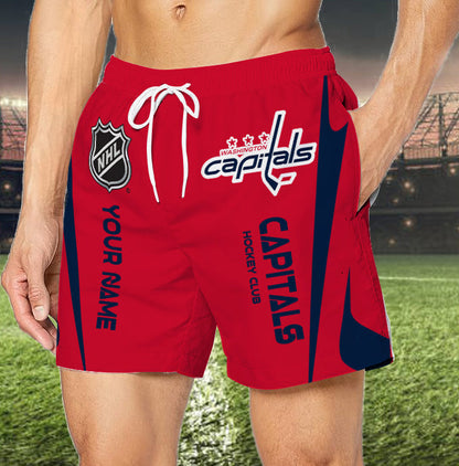 [SUPER SALE] NEW CUSTOMIZED NHL10 WCP WASHINGTON CAPITALS UNISEX SHORT PANTS