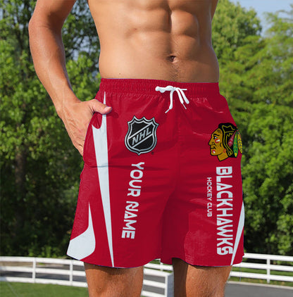 [SUPER SALE] NEW CUSTOMIZED NHL08 CBH CHICAGO BLACKHAWKS UNISEX SHORT PANTS