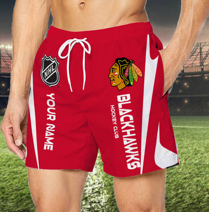 [SUPER SALE] NEW CUSTOMIZED NHL08 CBH CHICAGO BLACKHAWKS UNISEX SHORT PANTS