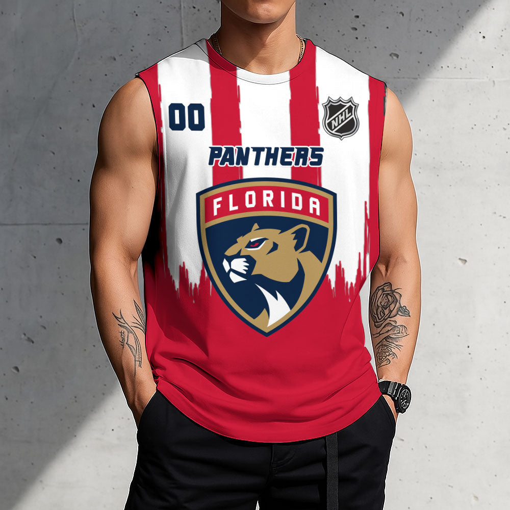 LIMITED EDITION - NEW CUSTOMIZED NHL01 FPT FLORIDA PANTHERS TANK TOP & GYM SHIRT