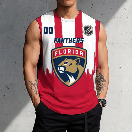 LIMITED EDITION - NEW CUSTOMIZED NHL01 FPT FLORIDA PANTHERS TANK TOP & GYM SHIRT