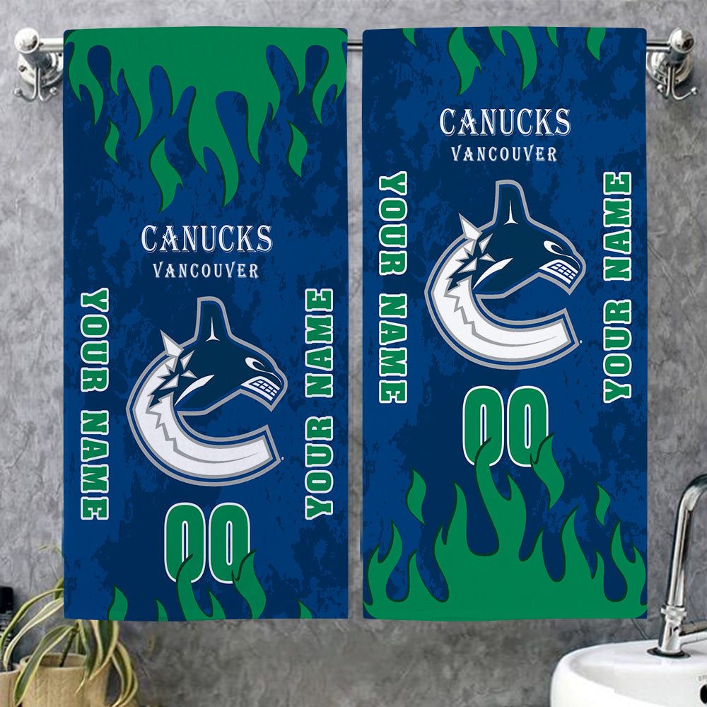LIMITED EDITION - NEW CUSTOMIZED NHL19 VCC VANCOUVER CANUCKS BATH & BEACH TOWEL