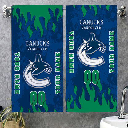 LIMITED EDITION - NEW CUSTOMIZED NHL19 VCC VANCOUVER CANUCKS BATH & BEACH TOWEL