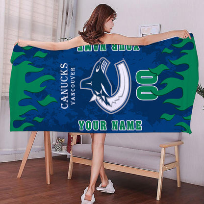 LIMITED EDITION - NEW CUSTOMIZED NHL19 VCC VANCOUVER CANUCKS BATH & BEACH TOWEL