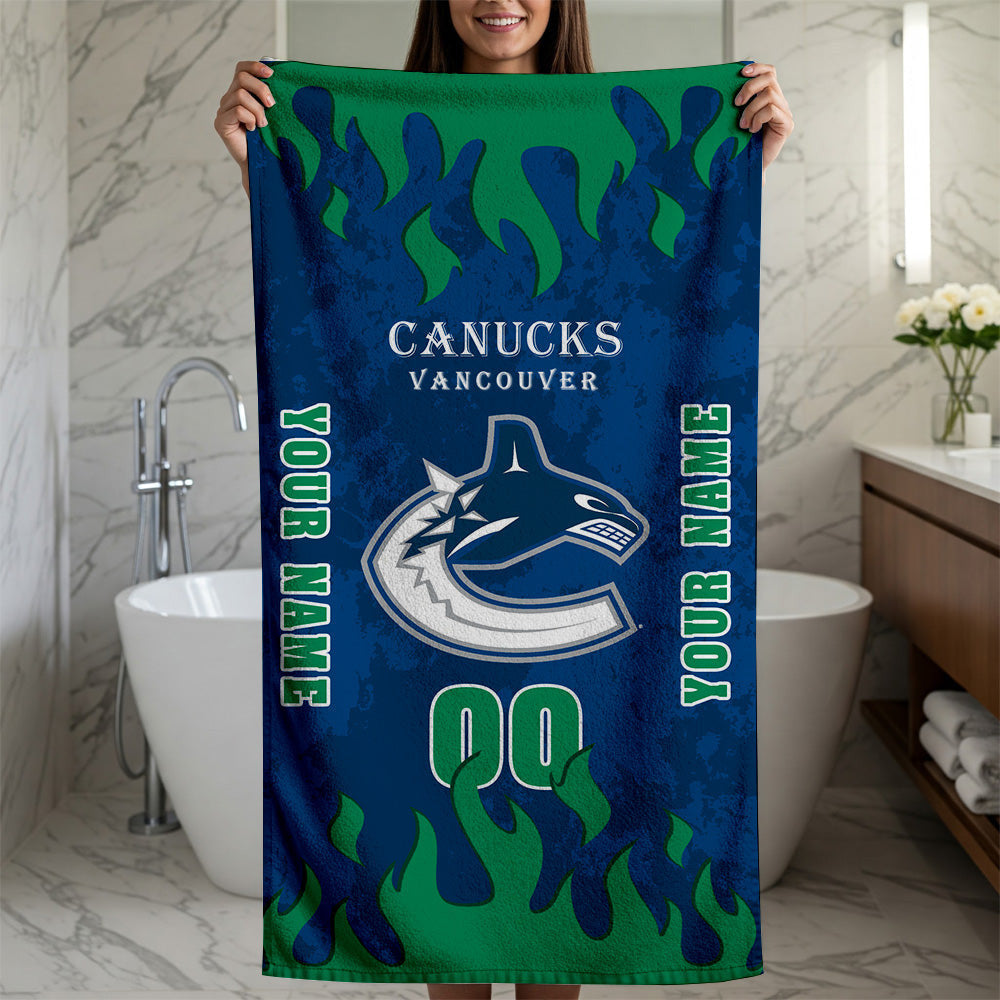 LIMITED EDITION - NEW CUSTOMIZED NHL19 VCC VANCOUVER CANUCKS BATH & BEACH TOWEL
