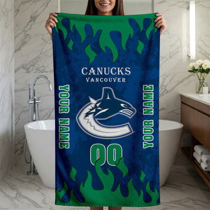 LIMITED EDITION - NEW CUSTOMIZED NHL19 VCC VANCOUVER CANUCKS BATH & BEACH TOWEL