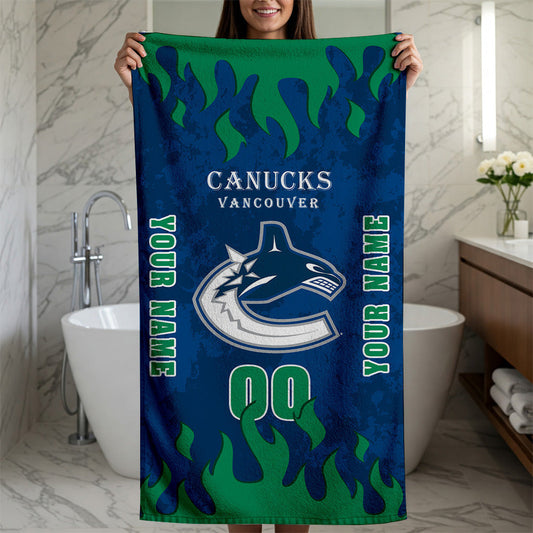 LIMITED EDITION - NEW CUSTOMIZED NHL19 VCC VANCOUVER CANUCKS BATH & BEACH TOWEL