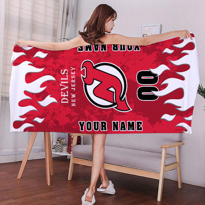 LIMITED EDITION - NEW CUSTOMIZED NHL06 NJD NEW JERSEY DEVILS BATH & BEACH TOWEL