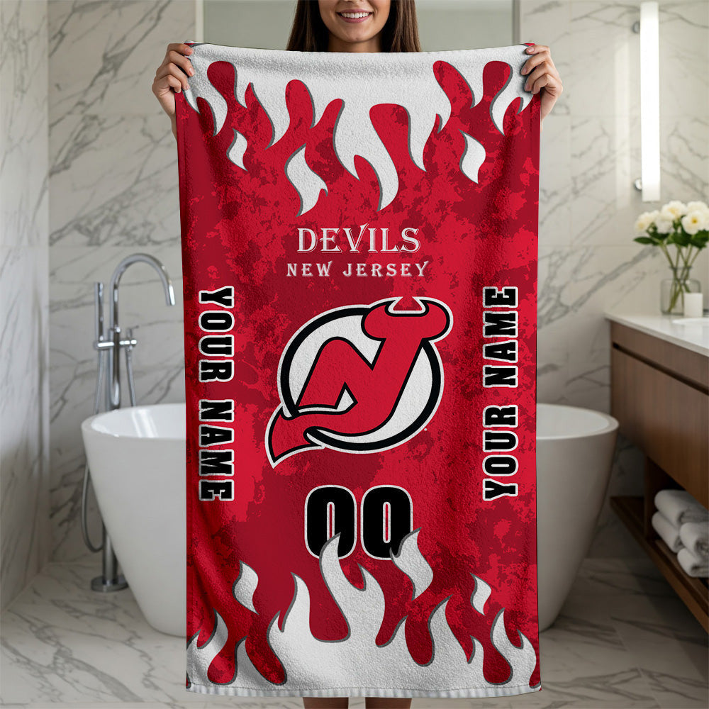 LIMITED EDITION - NEW CUSTOMIZED NHL06 NJD NEW JERSEY DEVILS BATH & BEACH TOWEL