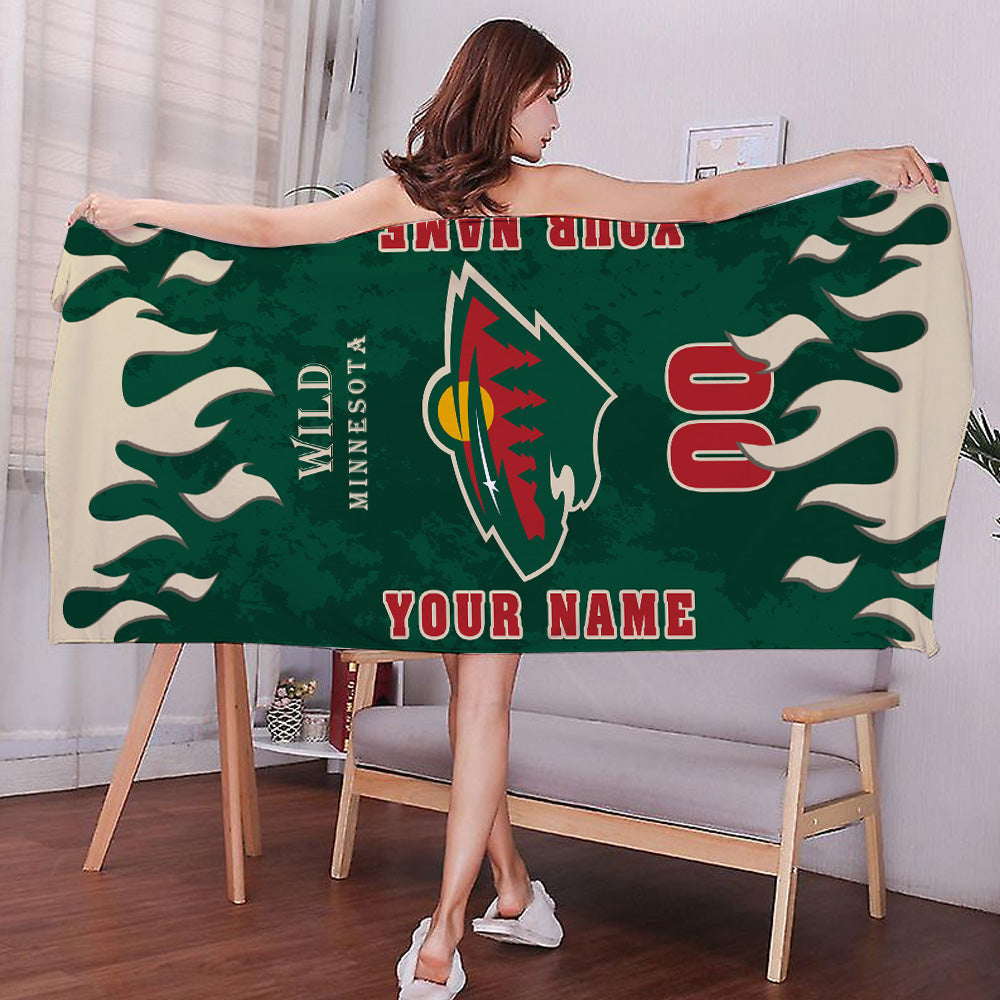 LIMITED EDITION - NEW CUSTOMIZED NHL13 MNW MINNESOTA WILD BATH & BEACH TOWEL