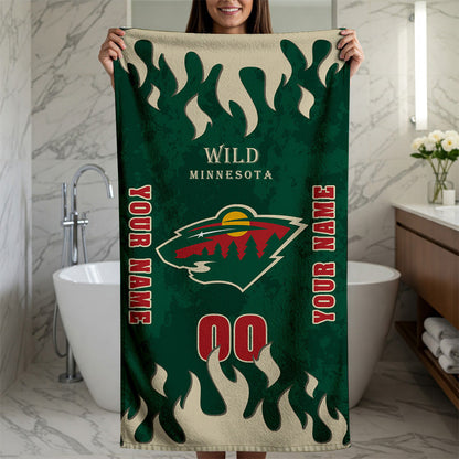 LIMITED EDITION - NEW CUSTOMIZED NHL13 MNW MINNESOTA WILD BATH & BEACH TOWEL