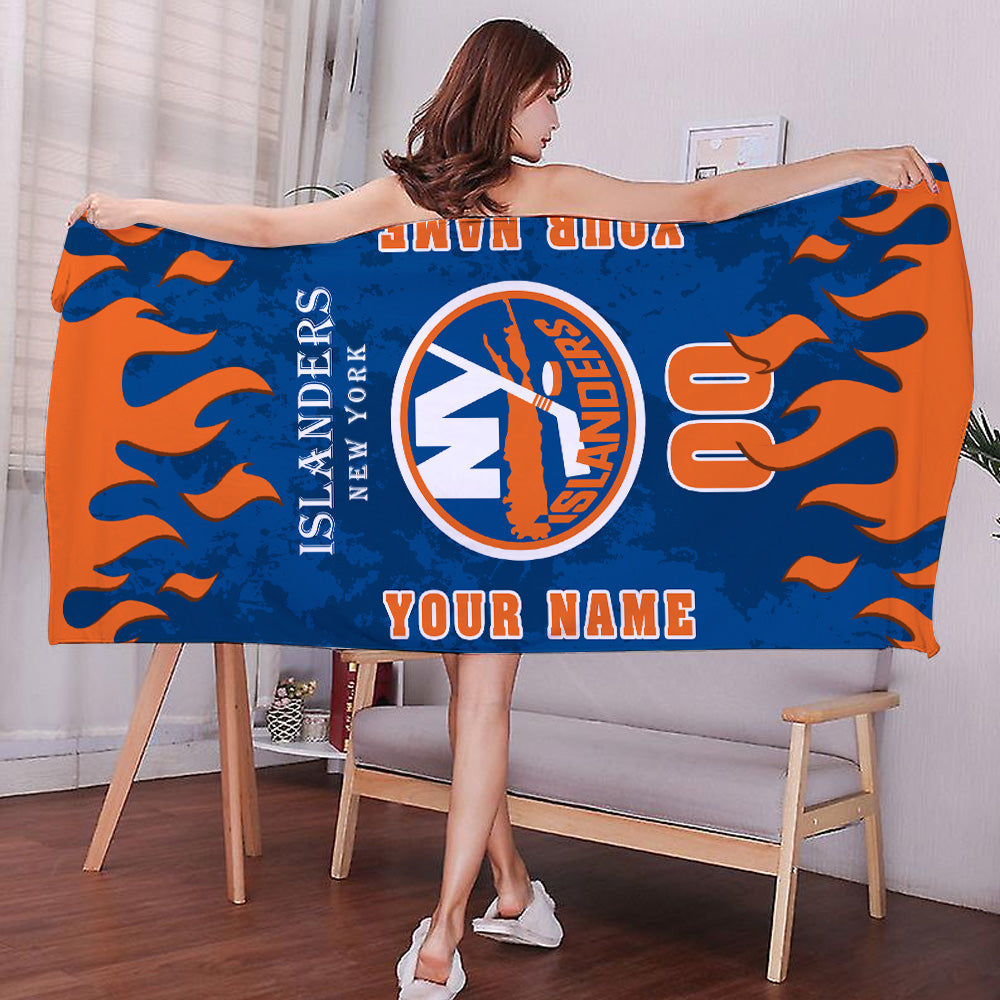 LIMITED EDITION - NEW CUSTOMIZED NHL25 NYI NEW YORK ISLANDERS BATH & BEACH TOWEL