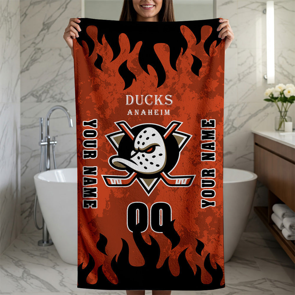 LIMITED EDITION - NEW CUSTOMIZED NHL09 AHD ANAHEIM DUCKS BATH & BEACH TOWEL