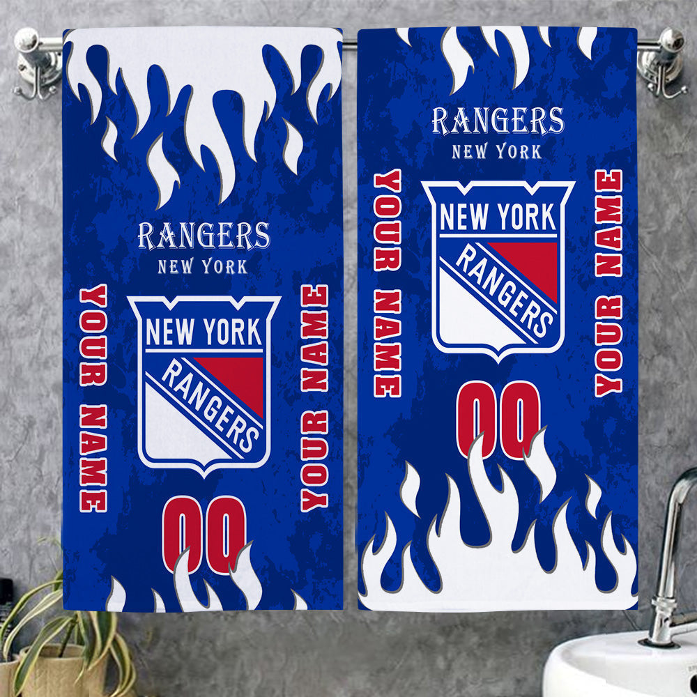 LIMITED EDITION - NEW CUSTOMIZED NHL24 NYR NEW YORK RANGERS BATH & BEACH TOWEL