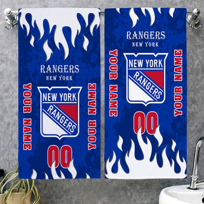 LIMITED EDITION - NEW CUSTOMIZED NHL24 NYR NEW YORK RANGERS BATH & BEACH TOWEL