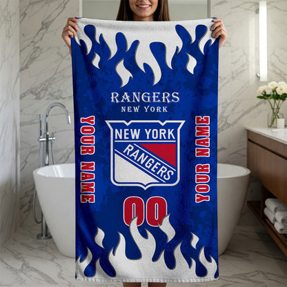 LIMITED EDITION - NEW CUSTOMIZED NHL24 NYR NEW YORK RANGERS BATH & BEACH TOWEL