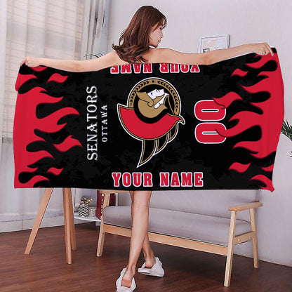 LIMITED EDITION - NEW CUSTOMIZED NHL29 OSN OTTAWA SENATORS BATH & BEACH TOWEL