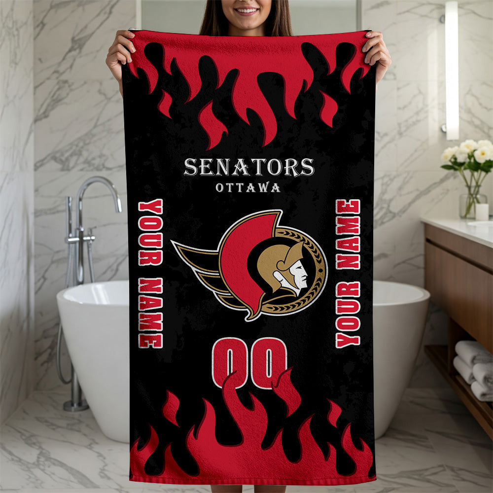 LIMITED EDITION - NEW CUSTOMIZED NHL29 OSN OTTAWA SENATORS BATH & BEACH TOWEL