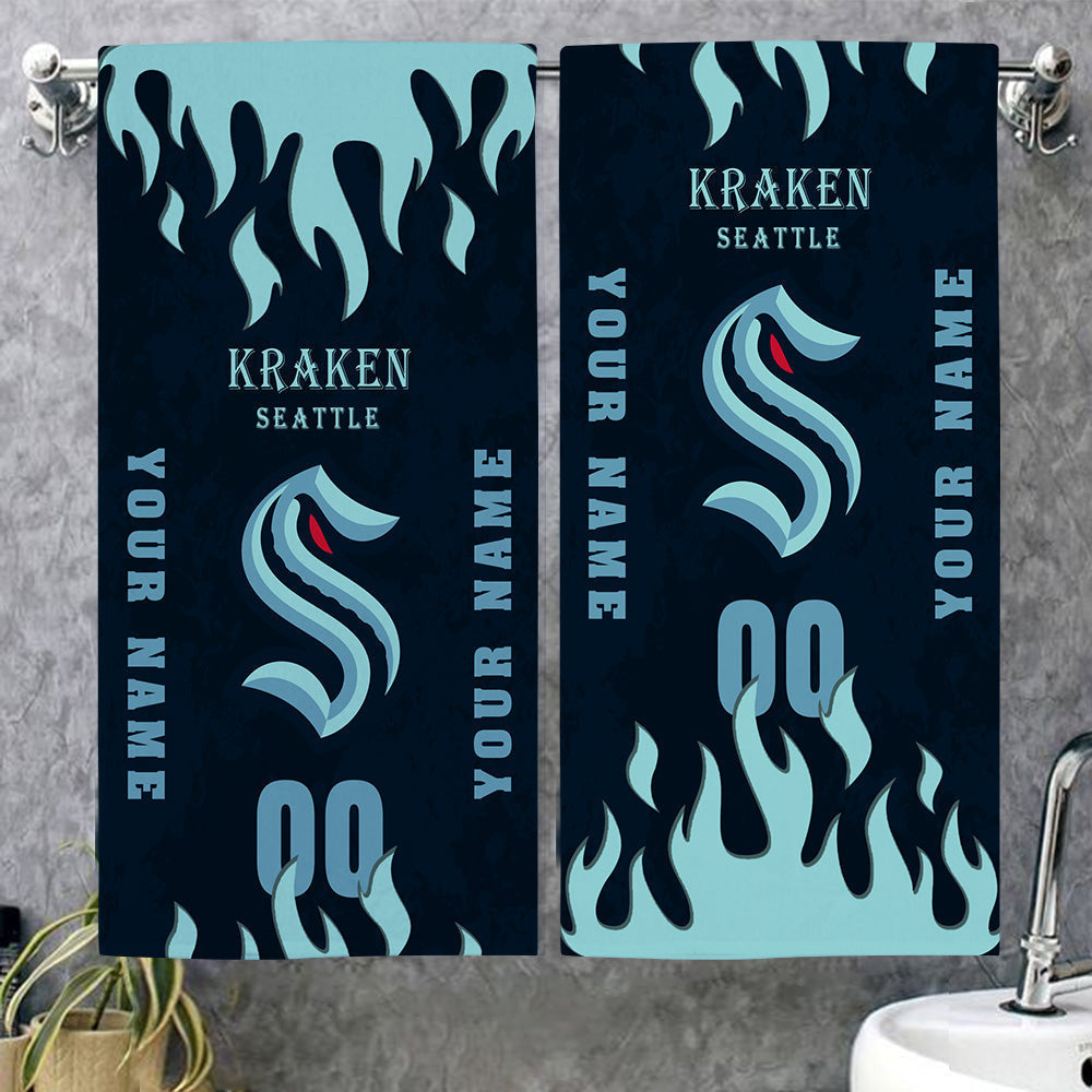 LIMITED EDITION - NEW CUSTOMIZED NHL20 STK SEATTLE KRAKEN BATH & BEACH TOWEL