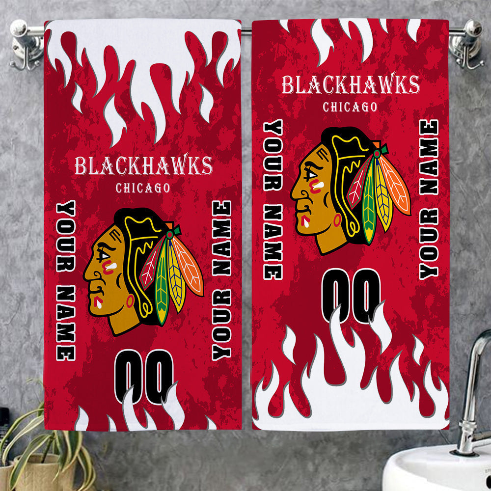 LIMITED EDITION - NEW CUSTOMIZED NHL08 CBH CHICAGO BLACKHAWKS BATH & BEACH TOWEL