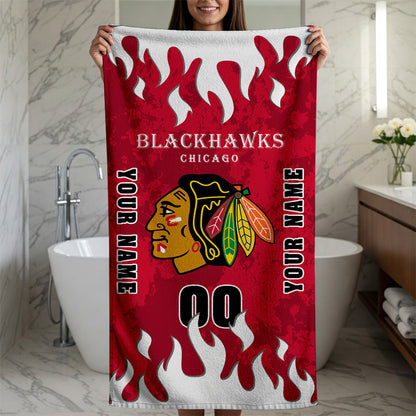 LIMITED EDITION - NEW CUSTOMIZED NHL08 CBH CHICAGO BLACKHAWKS BATH & BEACH TOWEL