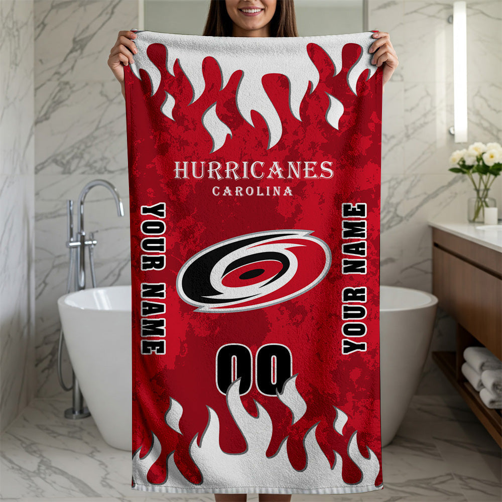 LIMITED EDITION - NEW CUSTOMIZED NHL07 CLH CAROLINA HURRICANES BATH & BEACH TOWEL