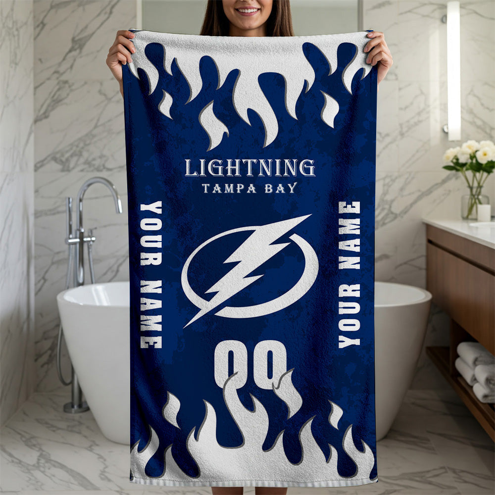 LIMITED EDITION - NEW CUSTOMIZED NHL12 TPL TAMPA BAY LIGHTNING BATH & BEACH TOWEL