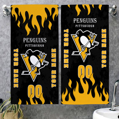 LIMITED EDITION - NEW CUSTOMIZED NHL26 PBP PITTSBURGH PENGUINS BATH & BEACH TOWEL