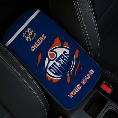 LIMITED EDITION - NEW CUSTOMIZED NHL03 EMO EDMONTON OILERS CAR ARMREST PAD COVER