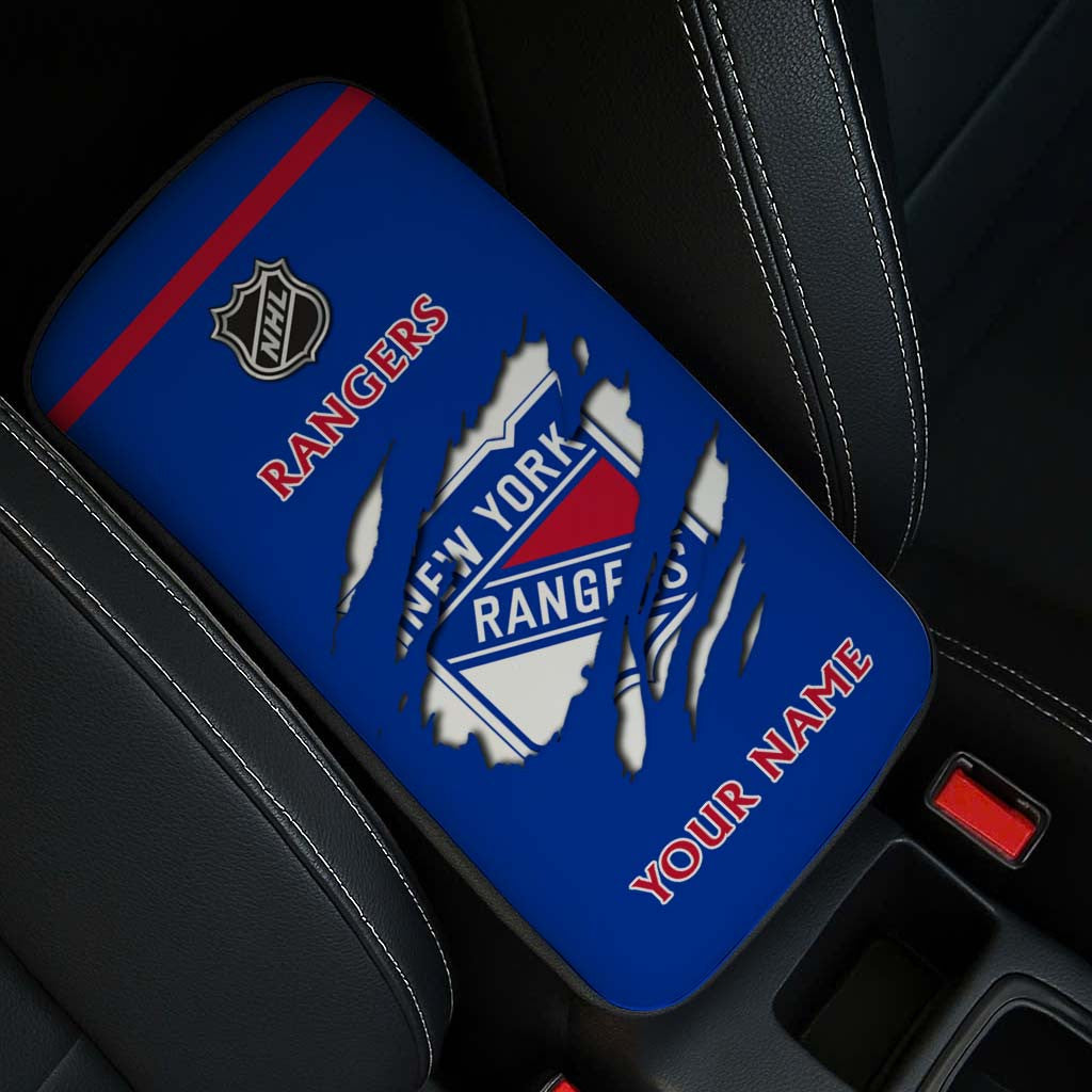LIMITED EDITION - NEW CUSTOMIZED NHL24 NYR NEW YORK RANGERS CAR ARMREST PAD COVER