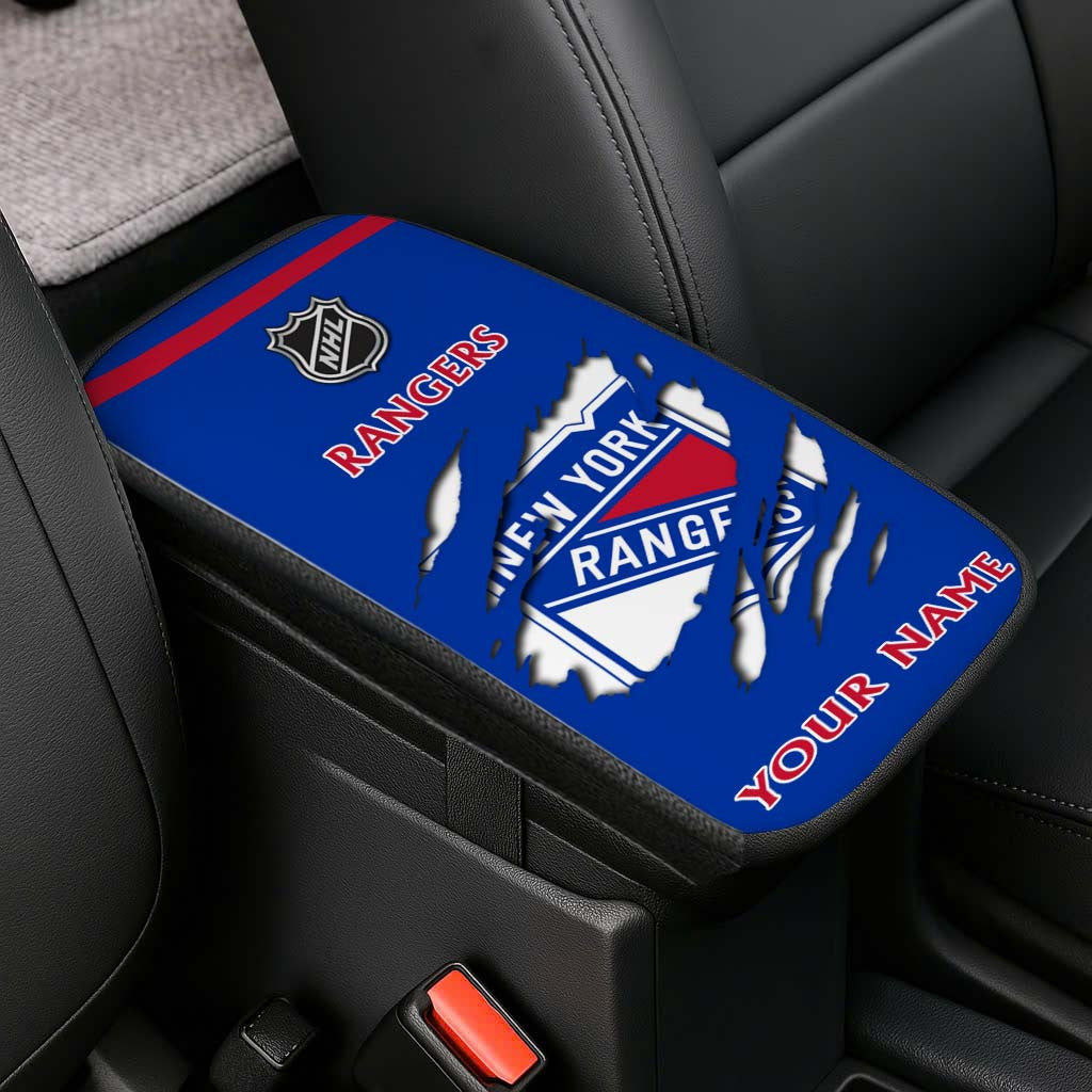 LIMITED EDITION - NEW CUSTOMIZED NHL24 NYR NEW YORK RANGERS CAR ARMREST PAD COVER