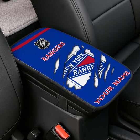 LIMITED EDITION - NEW CUSTOMIZED NHL24 NYR NEW YORK RANGERS CAR ARMREST PAD COVER