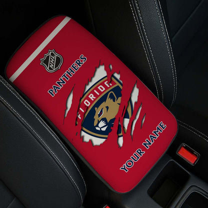 LIMITED EDITION - NEW CUSTOMIZED NHL01 FPT FLORIDA PANTHERS CAR ARMREST PAD COVER