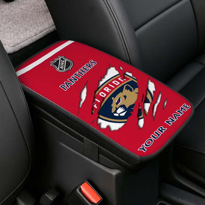 LIMITED EDITION - NEW CUSTOMIZED NHL01 FPT FLORIDA PANTHERS CAR ARMREST PAD COVER