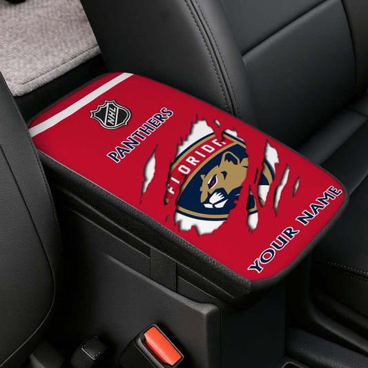 LIMITED EDITION - NEW CUSTOMIZED NHL01 FPT FLORIDA PANTHERS CAR ARMREST PAD COVER